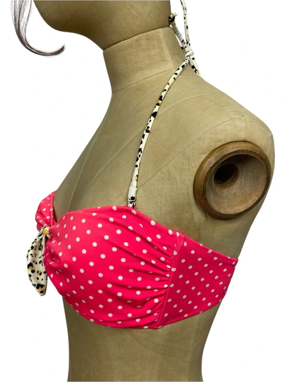 Victoria's Secret Pink Polka Dot Animal Print Halter Bikini Top L/G
